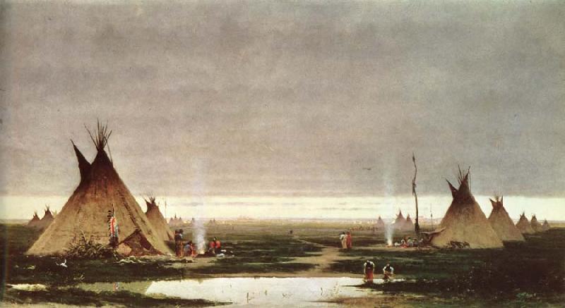 Jules Tavernier Indian camp at dawn oil painting image